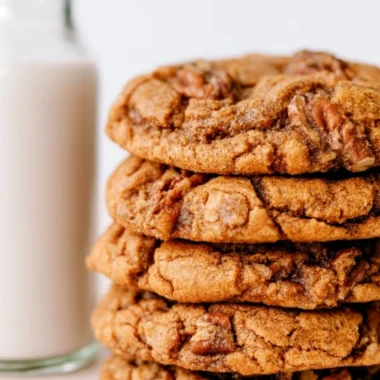Delicious homemade maple pecan cookies on a rustic wooden table
