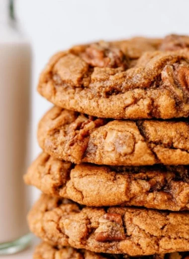 Delicious homemade maple pecan cookies on a rustic wooden table