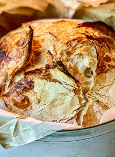 Homemade Easy Dutch Oven Bread fresh out of the oven