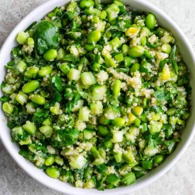 High-protein Asian salad with fresh vegetables and healthy toppings