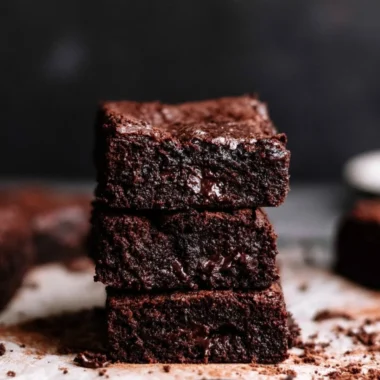 Delicious homemade brownies served on a white plate