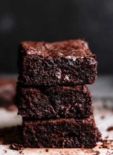 Delicious homemade brownies served on a white plate