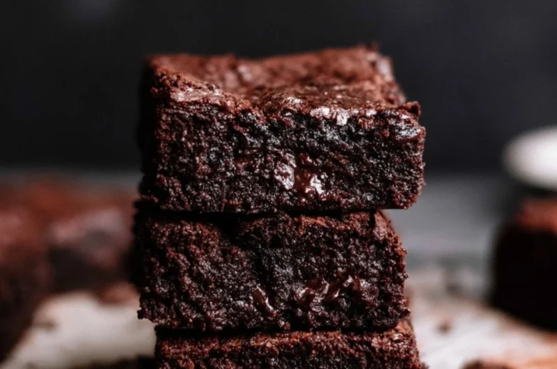 Delicious homemade brownies served on a white plate