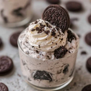 Delicious no bake Oreo cheesecake cups served in glass jars