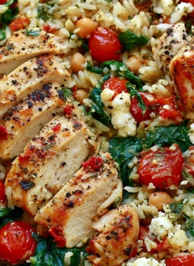 Cozy Chicken and Lemon Rice dish garnished with herbs and lemon slices