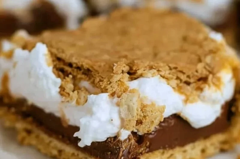 Delicious cozy S'mores Bars with chocolate and marshmallows