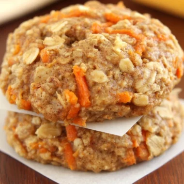 Healthy carrot cake oatmeal cookies on a rustic wooden table