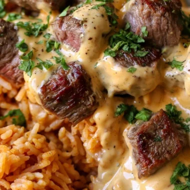 Delicious steak queso rice served in a bowl for a cozy Tex-Mex night